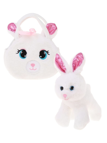 Зайка в сумочке белый.