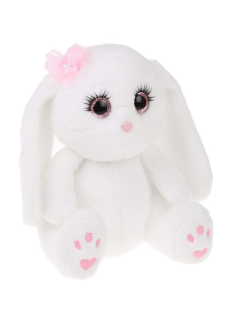 Зайка Глазастик с цветком 20см, коробка