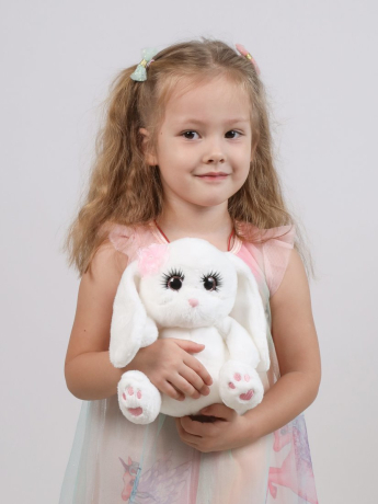 Зайка Глазастик с цветком 20см, коробка