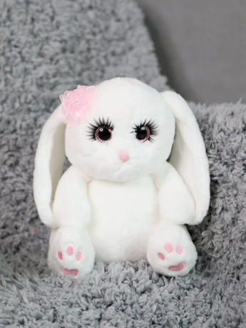 Зайка Глазастик с цветком 20см, коробка