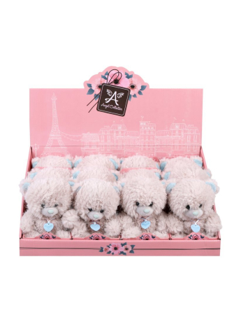 Мишка-валентинка "Неженка" голуб. 14см, дисплей