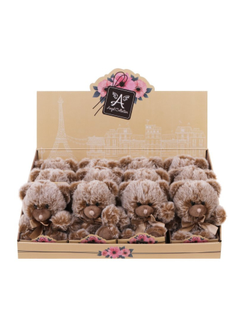 Мишка Пушистик 14см., инд. кор., корич., дисплей