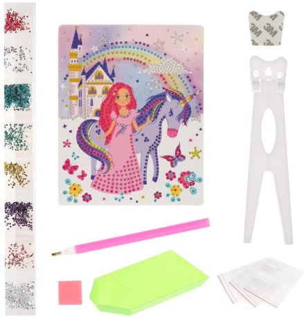 Набор д/творч. Алмазная мозаика «Принцесса с единорогом», 17*21см