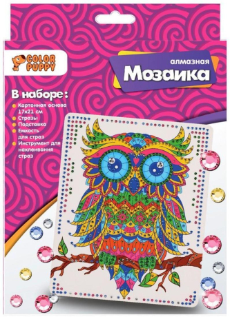 Набор д/творч. Алмазная мозаика «Сова», 17*21см