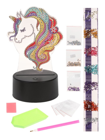 Алмазная мозаика-светильник «Единорог», 7 цветов свечения