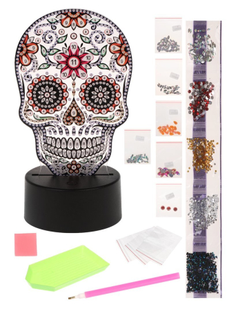 Алмазная мозаика-светильник «Череп», 7 цветов свечения