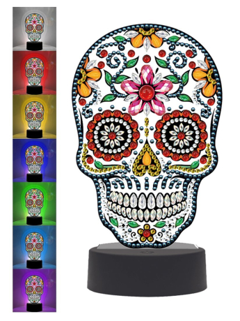 Алмазная мозаика-светильник «Череп», 7 цветов свечения