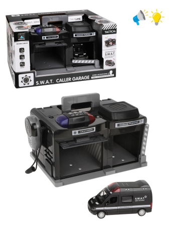 Игр.набор Гараж эл., свет, звук, в комплекте гараж, машина металл., рация, эл.пит.AG13*3 шт. вх., AA*3шт. не вх. в комплект
