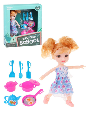 Игр.наб."Хозяюшка", в компл. кукла 16см., предм. 7шт., кор.