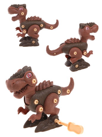 Игрушка изображающая динозавра, отвертка, пакет