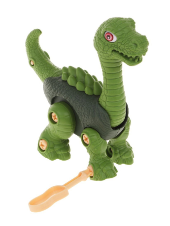 Игрушка изображающая динозавра, отвертка, пакет