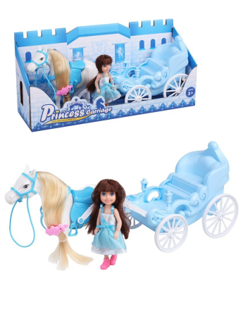 Игр. наб. Экипаж, в компл. лошадь, карета, кукла, кор.