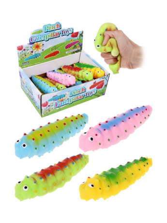 Игрушка антистресс-мнушку "Весёлая гусеница" 15х4, 5х4, 5 см., в ассорт., дисплей