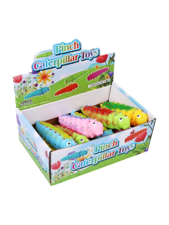 Игрушка антистресс-мнушку "Весёлая гусеница" 15х4, 5х4, 5 см., в ассорт., дисплей