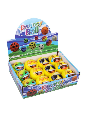 Мячик рельефный "Смайлы" 6, 3 см., в ассорт., дисплей