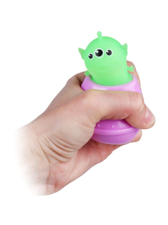 Мягкий антистресс "НЛО с инопланетянином" 7х7х4, 5 см., в ассорт., диспей