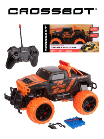 Джип р/у Трофи Мастер, аккум., черн.-оранж.