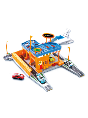 Трек Автосервис, 4 машины, пусковое устройство, вращается платформа, 2 ремонтных бокса