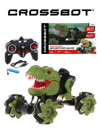 Машина р/у Дрифткар Дино, дрифт, движение боком, аккум., свет, звук