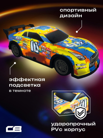 Машина Лазеркар р/у, подсветка корпуса, син-желт.