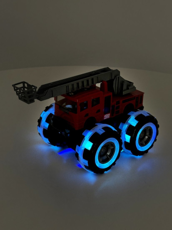 Монстр трак Пожарная машина, ин., подсветка колес, звук, выдвижная лестница