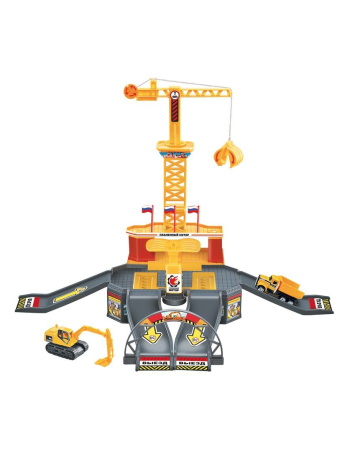 Парковка Стройплощадка, подъмный кран, вращается платформа, поднимается и опускается ковш, машины металл -2шт.