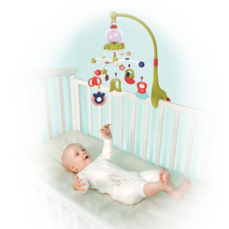 Мультифункциональный мобиль "Белые мишки": 4 рус.колыб., 50 мелодий, звуки природы, ночник, кручение, 5 съем.погрем., громк.регул.