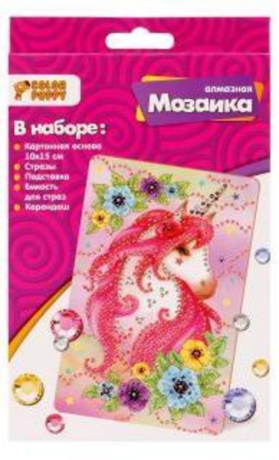 Набор д/творч. Алмазная мозаика «Единорог», 10*15см