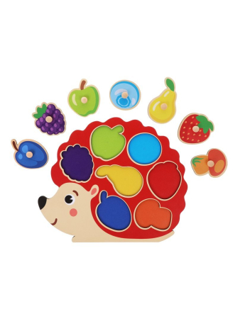 Вкладыши "Ежик": 7 вкладышей ягод и фруктов, как называются фрукты и ягоды, какого цвета фрукты и ягоды