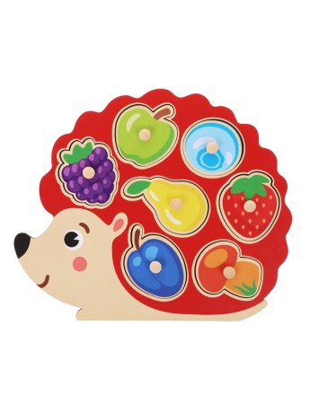 Вкладыши "Ежик": 7 вкладышей ягод и фруктов, как называются фрукты и ягоды, какого цвета фрукты и ягоды