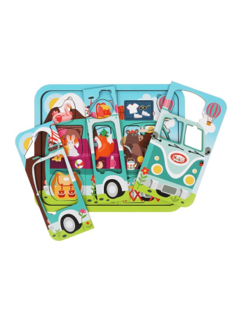 Игрушка развивающая ТМ "Mapacha": пазл."Путешествие на автобусе" многослойный