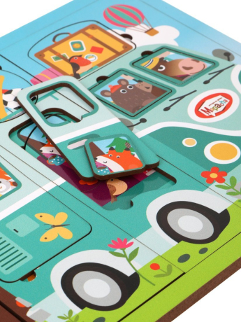 Игрушка развивающая ТМ "Mapacha": пазл."Путешествие на автобусе" многослойный