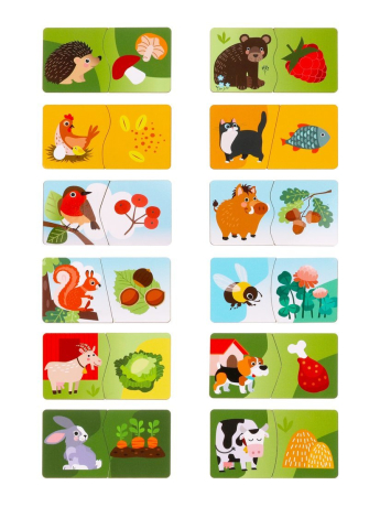 Игрушка развивающая ТМ "MAPACHA": Пазл-половинки "Кто что ест?"