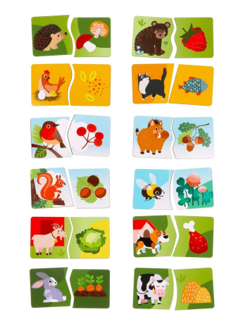 Игрушка развивающая ТМ "MAPACHA": Пазл-половинки "Кто что ест?"