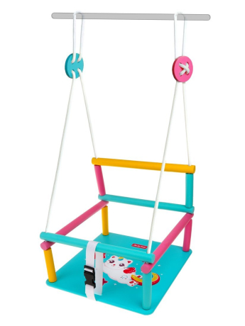 Качели детские деревянные с рисунком Moby Kids Котик