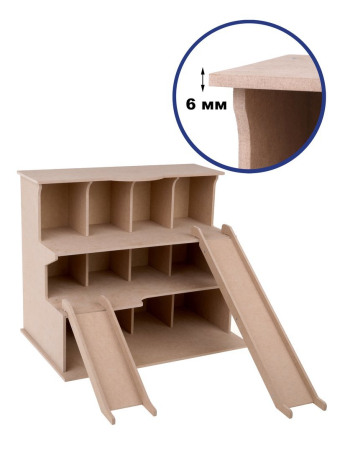 Игрушка деревянная ТМ "Пламенный мотор": гараж-парковка. Некрашеный