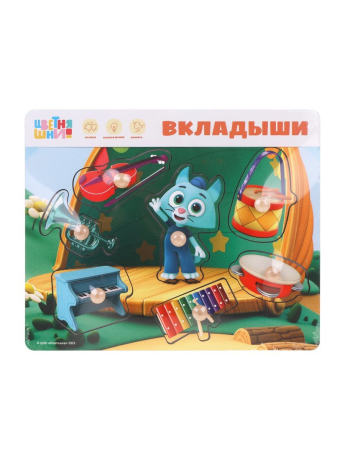 Игрушка развивающая ТМ "MAPACHA": Вкладыши. Цветняшки "Музыкальное представление Котенка Мур"