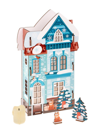 Изделие деревянное декоративное сувенирное ТM «Collaba time»: Домик зимний с мезонином