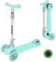 Детский складной трехколесный самокат Moby Kids FLY, регулировка руля, светящиеся колеса PU, мятный